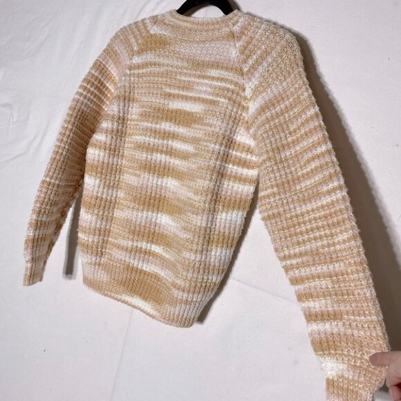 Handmade Tan Pink White Knit Crew Neck Sweater S - Picture 9 of 11